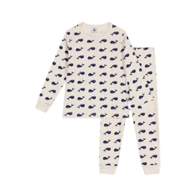 Image of Petit Bateau Boy&#039;s A0DBO Sleepsuit, Beige/Blue, 2 Years