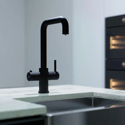Image of SÄUBER Instant Boiling Water Tap for Kitchens 3 in 1 Cold, Hot &amp; Filtered 2.4 Litre Electric Mains Digital Boiler Compact Tank Complete Kit, Black