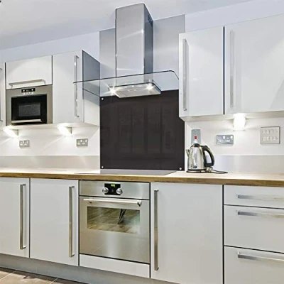 Image of Black Colour Block Glass Splashback (1000w x 800h)