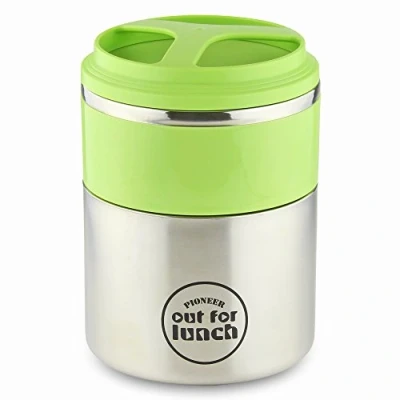Image of Pioneer Vacuum Lunch Box Green Lid With Double Compartment