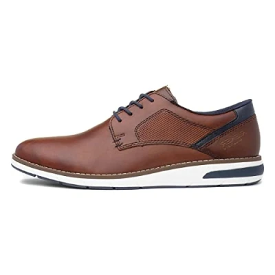 Image of Rieker 11302 Mens Smart Casual lace up Shoes with Contrasting White Sole (Dark Tan, UK_Footwear_Size_System, Adult, Men, Numeric, Medium, Numeric_10_Point_5)