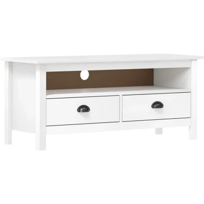 Image of vidaXL TV Cabinet Hill White 110x40x47 cm Solid Pine Wood