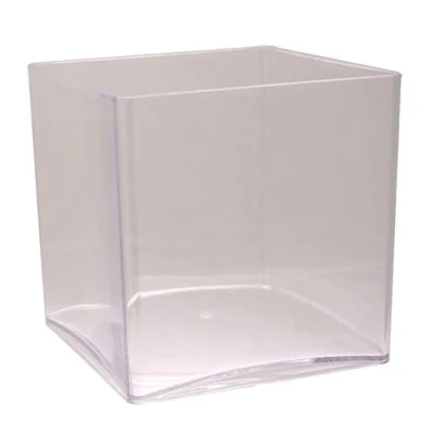 Image of Acrylic Cube Vases 10cm, 15cm, and 18cm for Flowers, Candles, Succulents Modern Stylish. (2 Vases, 10cm Cube)
