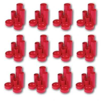Image of Deflecto Tube Style Pen Tidy Red Pack of 12 Holder For Desk Pot Pencil Pots Classroom Holders Organiser Accessories