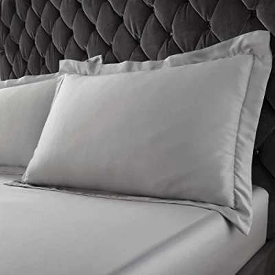 Image of Catherine Lansfield Silky Soft Satin Oxford Pillowcase Pair Silver Grey