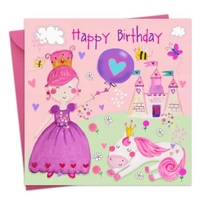Image of Twizler Birthday Card for Girls Princess Castle Childrens Happy Daughter or Granddaughter Kids Sister Niece Girl