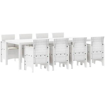 Image of vidaXL Garden Dining Set 9 pcs Light Grey PE Rattan