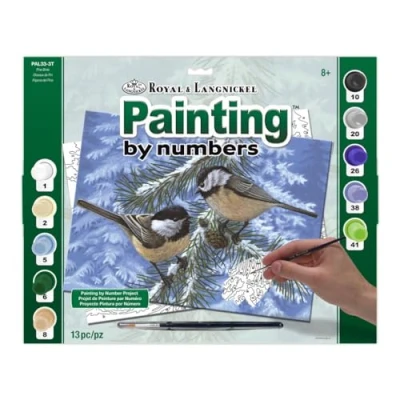 Image of Royal &amp; Langnickel 11 x 15 inch Pine Birds Pre Printed Paint by Number Painting Set