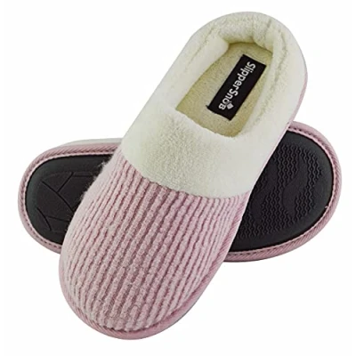 Image of Slipper Snob Ladies Slip On Mule Slippers with Open Back Memory Foam Indoor House Faux Fur Collar (5 UK, Pink, numeric_5)
