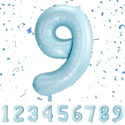 Image of Number Balloons 9,Baby Blue 9 Balloon 40 Inch Giant Helium Foil for Boys Girls Party Decor Birthday Anniversary Graduation Decorations Supplies