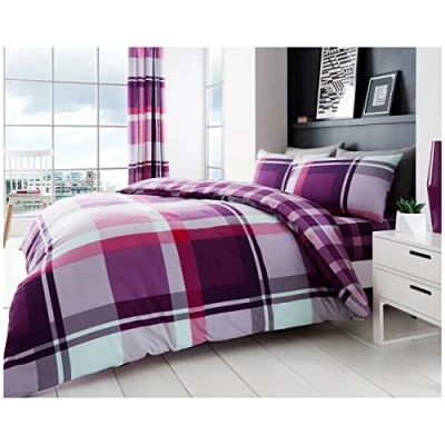 Image of GC GAVENO CAVAILIA Double Bedding Duvet Cover Set (200x200 cm) Polycotton Breathable Comforter Purple