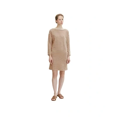 Image of TOM TAILOR Ladie&#039;s 1032514 Jersey Dress with Stripes, 30157 Beige Anthracite, 42