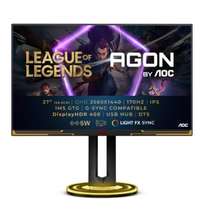 Image of AOC AGON 27 Inch QHD gaming Monitor, 170Hz, IPS, 1ms GTG, League of Legends Light FX Sync, height Adjust, FreeSync Premium, HDR 400 (2560 x 1440 @ cd/m² HDMI 2.0 / DP 1.4 USB 3.2)