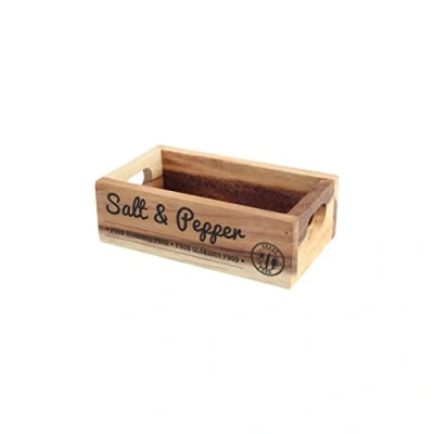 Image of T&amp;G 27051 Rustic Acacia Food Glorious ‘Salt &amp; Pepper’ Mill Crate / Work Surface and Dining Table Protector, 16 x 9 5 cm,90 50 160 mm