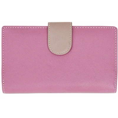Image of Felda Womens Genuine Soft Leather Clutch Wallet RFID Protection Real Leather, Oyster Multi