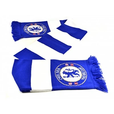 Image of Chelsea FC Official Football Jacquard Bar Scarf (One Size) (Blue/White)