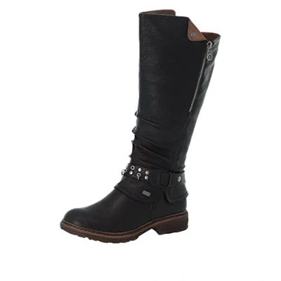 Image of Rieker Women&#039;s 94789 Knee High Boot, Black, 7.5 UK