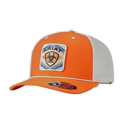 Image of ARIAT Flexfit 110 Mens Cap Southwest Patch, Orange, One Size