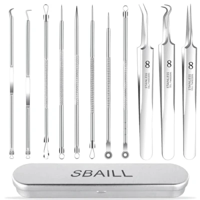 Image of Blackhead Remover Comedones Extractor Acne Removal Kit,Pimple Popper Tool Kit for Blemish,Whitehead Popping, 11Pcs Zit Removing Nose Face with a Gift Box