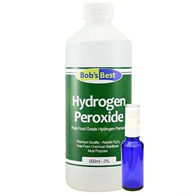 Image of Food Grade Hydrogen Peroxide 3% 500ml with 30ml Blue Glass Spray Bottle