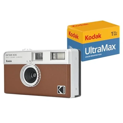 Image of KODAK EKTAR H35 Half Frame Film Camera (Black, Bundle with 24exp film)