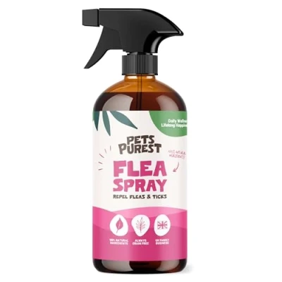 Image of Pets Purest Flea Treatment for Dogs &amp; Cats, 100% Natural Spray Dogs, Cats Home. Safe Effective Parasite Prevention Home 500ml