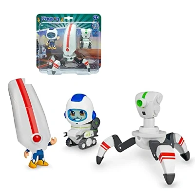 Image of Pinypon Action Space Pack Robots, 3 Different Figures, 2 Robots and an Astronaut Doll, with Removable Interchangeable Parts, for young children From 4 years old, Famous (700017340)