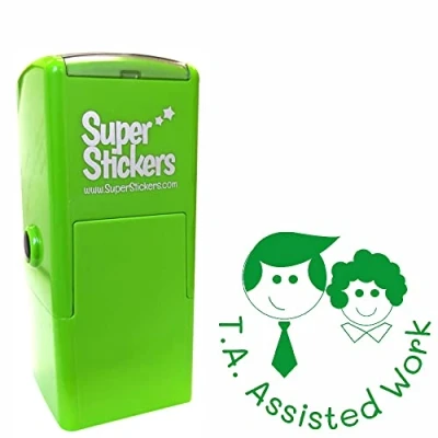 Image of Superstickers Teacher Stamp Education Marking Reward Stamps for School T. A. Assisted Work 1 Impression Size Approx. 23x23 mm Green Ink