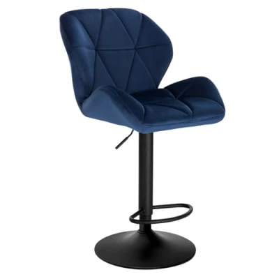 Image of WOLTU Bar Stools Blue Chairs Breakfast High Dining for Kitchen Island Counter Velvet Exterior/Adjustable Swivel Gas Lift/Steel Footrest &amp; Base in Black BH139bl 1 UK