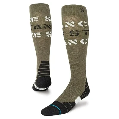 Image of STANCE Barracks Snow Calf Socks Army Green Logo Cushioned (as8, alpha, m, regular, Medium)