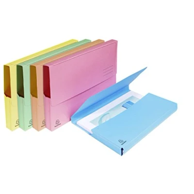 Image of Exacompta Ref 47870E Super Pocket Wallets 245 x 325mm in Size, Suitable for A4 Documents, 30mm Expanding Gusset, 210gsm Midweight Manilla Assorted Colours (Pack of 25)