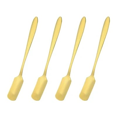 Image of uxcell 4Pcs Stainless Steel Mini Espresso Spoon 5 Inch Coffee Dessert Spoons Stirring Ice Tea for Cream Sugar, Gold