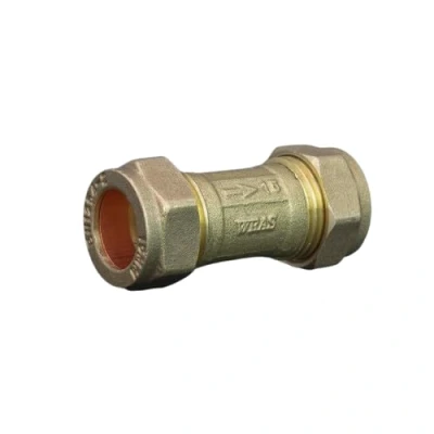 Image of 15mm Brass Single Check Valve WRAS Approved Compression Fitting Non Return one Way Isolation DZR Hanicks