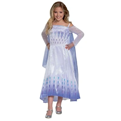 Image of Disney Official Deluxe Elsa Snow Queen Costume, Frozen 2 Costume Kids Size S