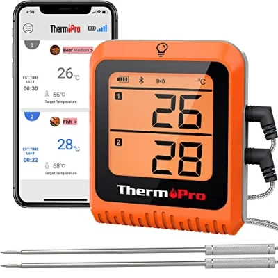Image of ThermoPro TP25H2 150M Wireless Bluetooth BBQ Meat Thermometer Rechargeable with Smart APP Dual Temperature Food Probes for Cooking Grilling Oven Smoker Turkey Beef