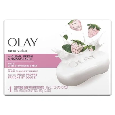 Image of Olay Fresh Outlast Cooling White Strawberry and Mint Beauty Bar, 3.17 Ounce, 4 Count by
