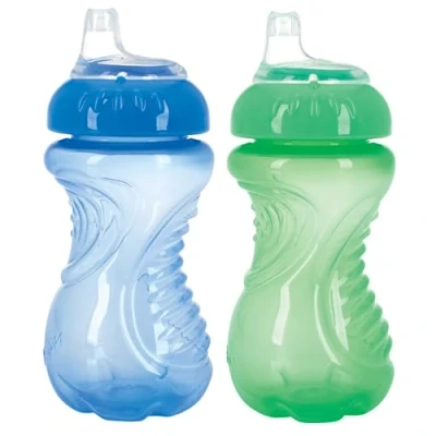 Image of Nuby Baby Feeding 2pk No Spill Cup 10oz (Blue &amp; Red) New 80316