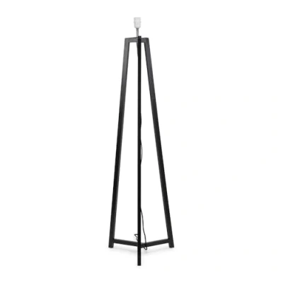 Image of Black Wood Tripod Floor Lamp Base Free Standing Living Room Light