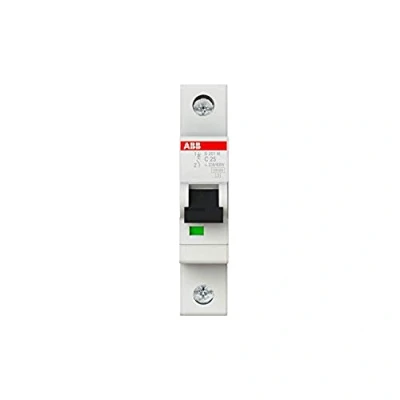 Image of ABB S201M C25 Miniature Circuit Breaker, 1 Pole, Type C, 10kA/15kA Breaking Capacity, 25 Amp Current (2CDS271001R0254)