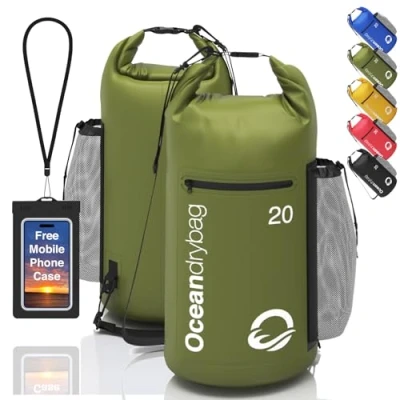 Image of Oceandrybag Waterproof Dry Bag Backpack Floating Sack Portable for Kayaking, Beach, Rafting, Boating, Hiking, Camping, Fishing with Phone Case Keep Your Gear Clean &amp;