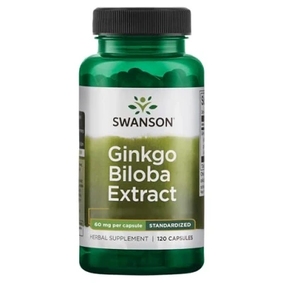 Image of Swanson, Ginkgo Biloba Extract, 60mg, 120 Capsules, Lab Tested, SOYA Free, Gluten GMO Free