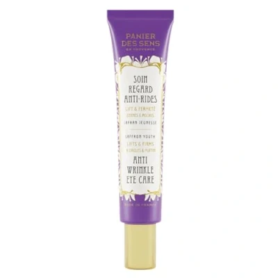 Image of Panier des Sens Anti Aging under Eye Cream Hyaluronic Acid, Saffron Extract, Hawthorn Wrinkle, Dark Circles, Puffiness Ophthalmologist Tested Care 95% Natural Ingredients 15 ml