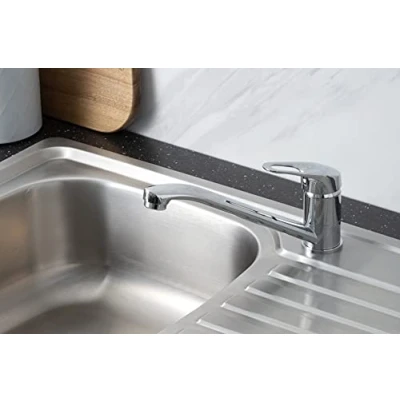 Image of Cascade Spiral Kitchen Sink Mixer Tap, Pillar Taps, Faucets Single Lever Easy to fit Chrome