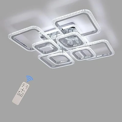Image of STCH Ceiling Lighting, Lights Living Room 100W, Dimmable Lighting 3000 6500K, Flush Light with Remote, Squares Lamp for Kitchen Bedroom Hallway Balcony Home Office