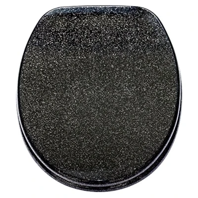 Image of Sanilo Toilet Seat, Stable Hinges, Easy to Mount, Wooden Seat Glittering Black