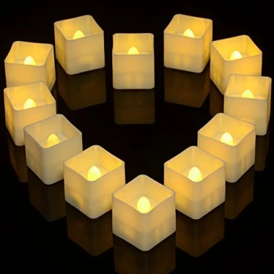 Image of Ymenow Battery Operated Candles, 12 Packs LED Fake Tea Lights Candles Lamps with External Candle Holder for Home Room Bedroom Decor, Small Size 3.6cm