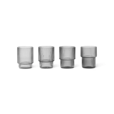 Image of Ferm Living Ripple Small Glasses Set of 4 Smoked Grey