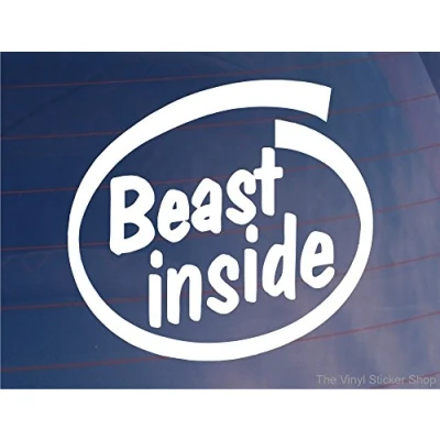 Image of Car Sticker Beast Inside Novelty Funny Van Truck Window Bumper Door Laptop Decal