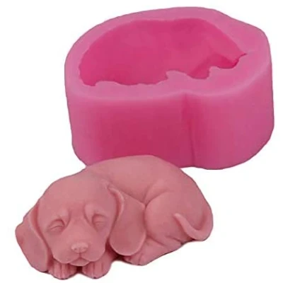 Image of Topstylehouse 3D Dog Silicone Chocolate Mould, Cute Shaped Soap Mold Non Stick Fondant Candy Candle Mold, Cake Baking Moulds