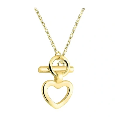 Image of Sofia Milani Women&#039;s Necklace 925 Silver Gold Plated Heart Bar Circle Pendant N0663